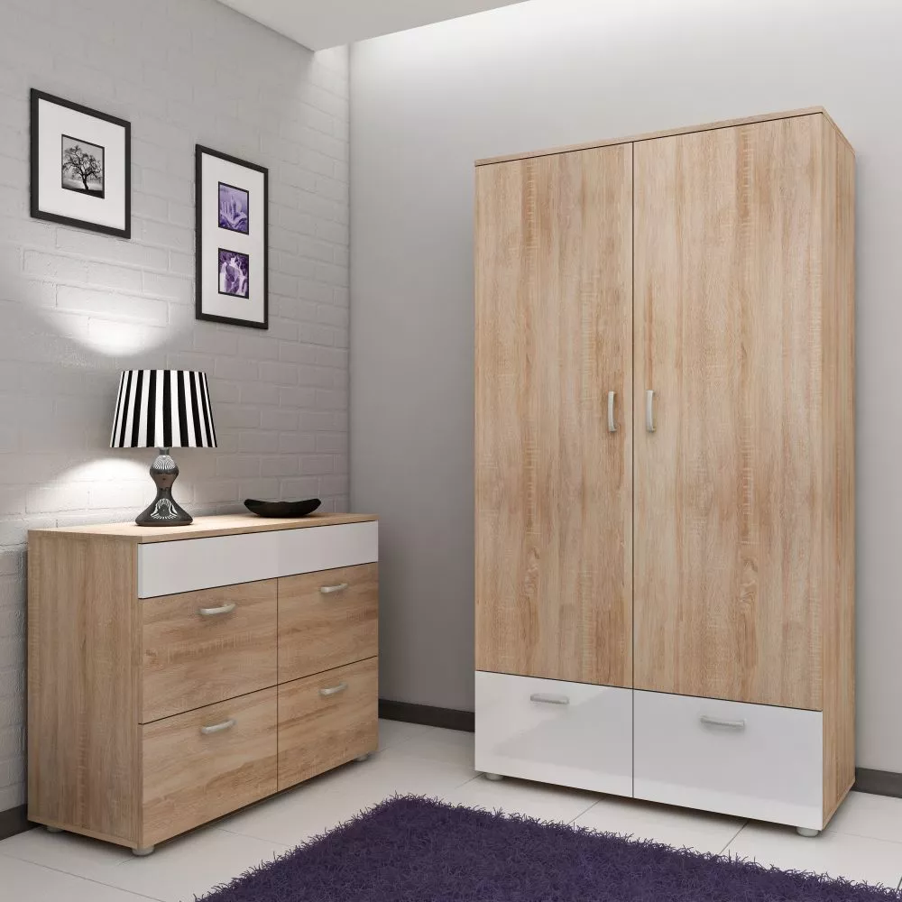 Skapis Magic mag 05 · Sonoma + balts spīdums · 96 × 45 × 180 cm