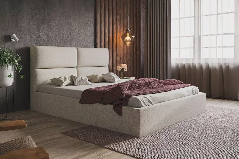 Gulta Slim 6 standard ar stelāžu Guļamvietas platums: 160 cm, Guļamvietas garums: 200 cm, stelāžas tips: koka, · Bēšs · 