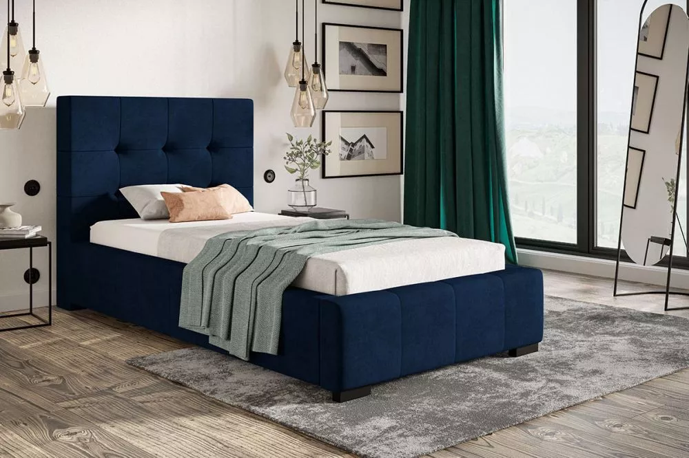 Gulta Bed 5 standard ar stelāžu Guļamvietas platums: 90 cm, Guļamvietas garums: 200 cm, stelāžas tips: koka, · Tumši zil