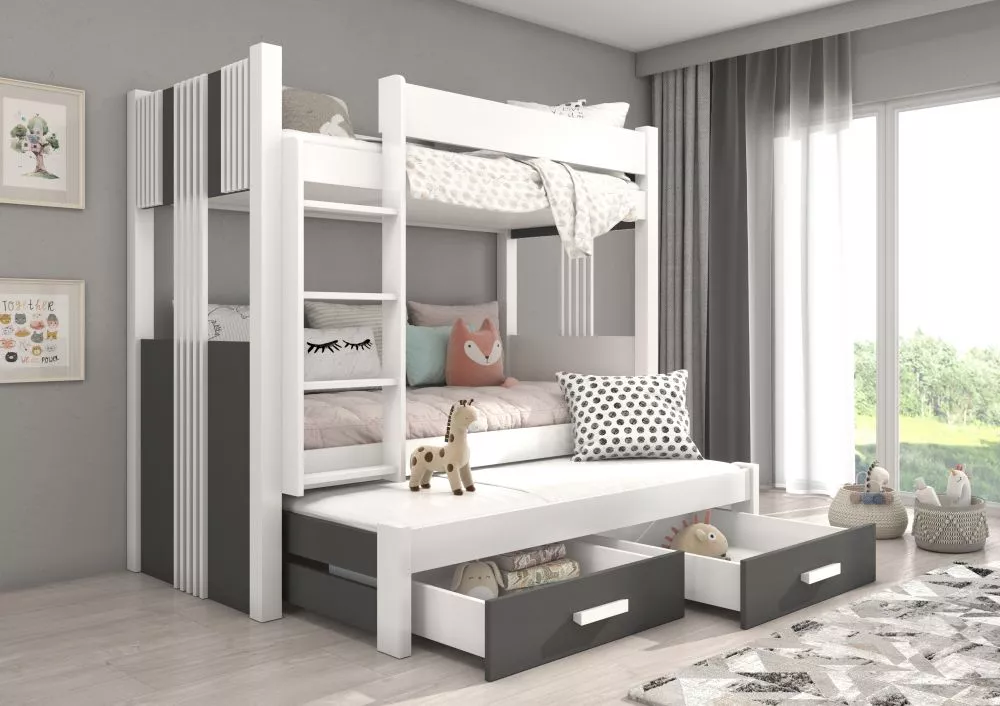 Bērnu gulta Artema ar stelāžam Guļamvietas platums: 90 cm, Guļamvietas garums: 200 cm, · 103 × 214 × 174 cm