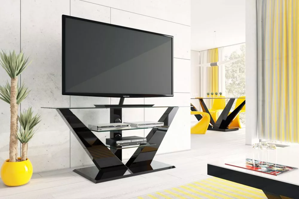 TV tumba RTV Luna ar LED · Melns · 140 × 53.5 × 65.5 cm