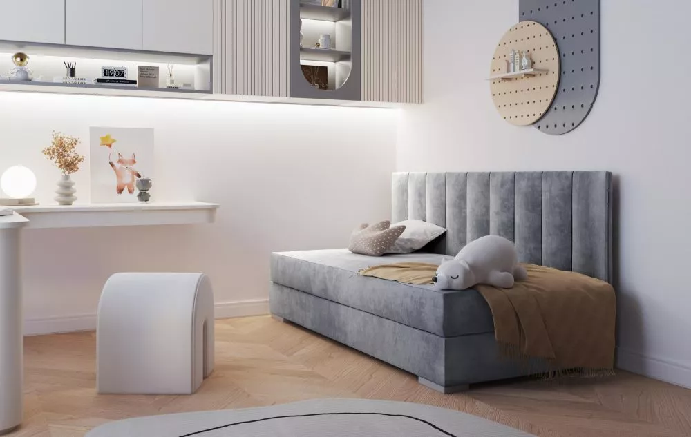 Gulta Coimbra 2 Boxspring Standard Guļamvietas platums: 90 cm, Guļamvietas garums: 200 cm, · Pelēks · 95 × 205 × 95 cm