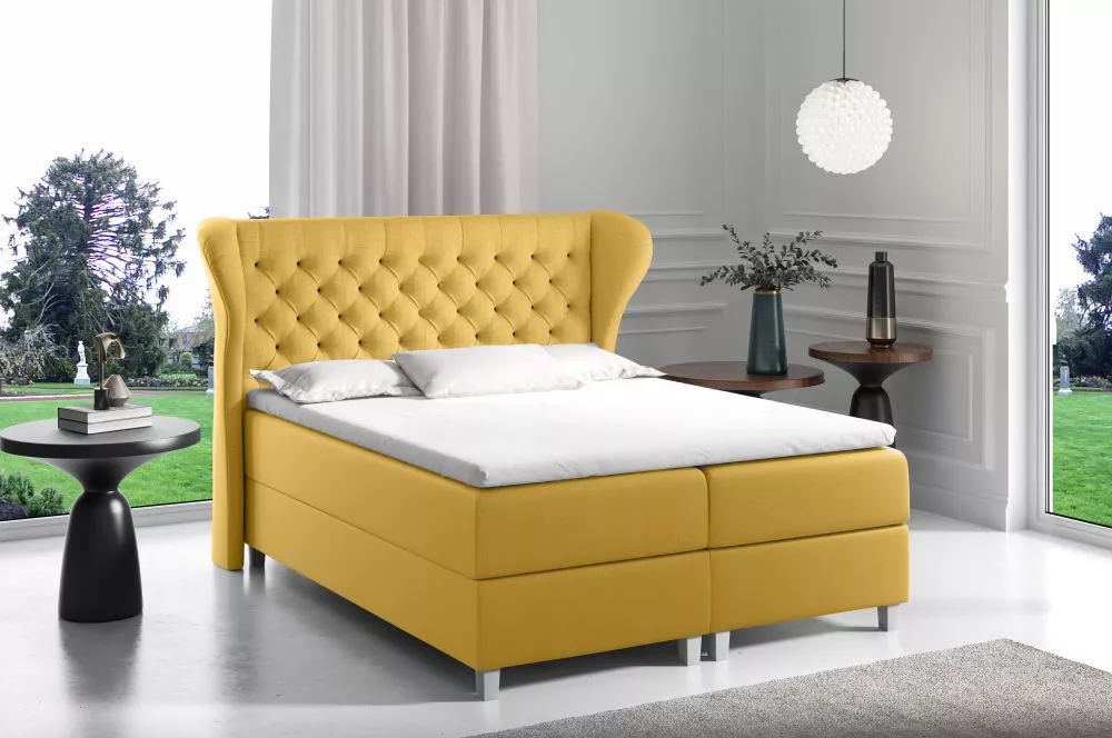 Gulta Joker Boxspring Premium Standard Guļamvietas platums: 120 cm, Guļamvietas garums: 200 cm, · Dzeltens · 154 × 212 ×