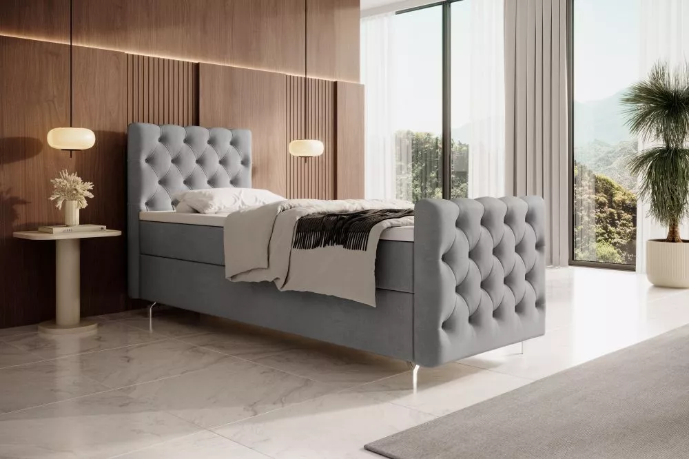 Gulta Chester Plus 80/90 Bonell Boxspring Standard Guļamvietas platums: 80 cm, Guļamvietas garums: 200 cm, · Gaiši pelēk