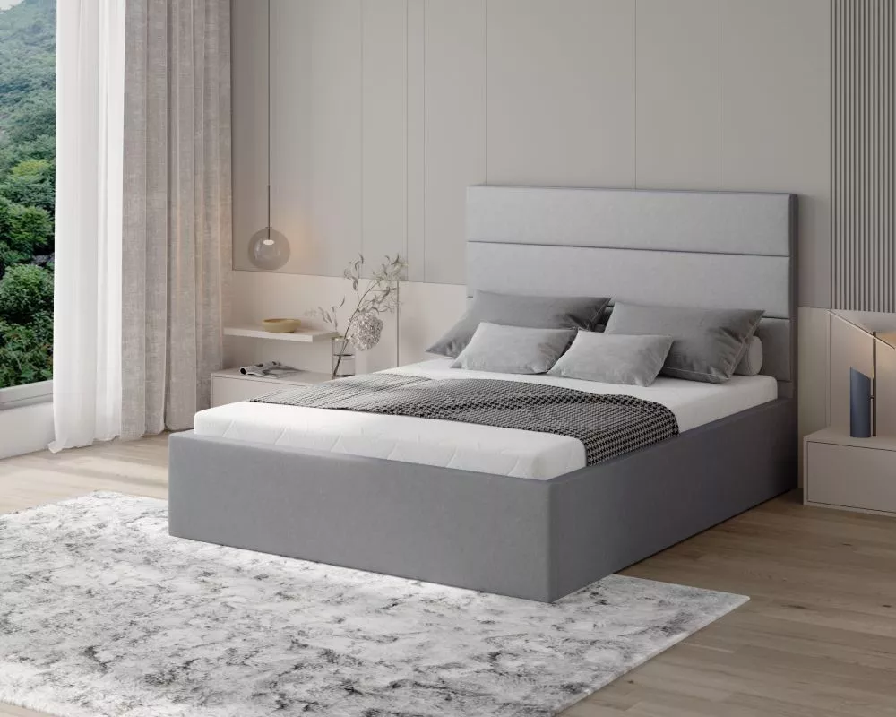 Gulta Enna standard ar stelāžu Guļamvietas platums: 180 cm, Guļamvietas garums: 200 cm, stelāžas tips: koka, · Pelēks · 