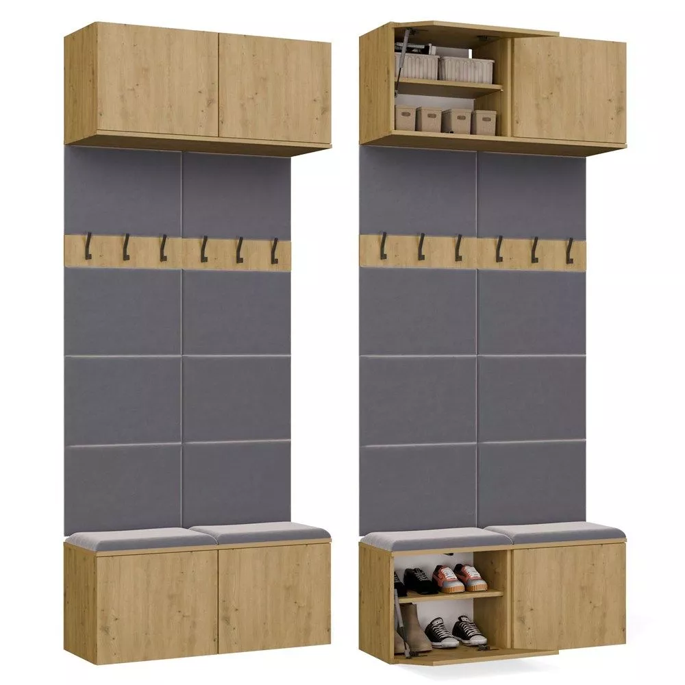 Koridora iekārta Haga Set 2W · Ozols artisan · 100 × 35 × 238 cm