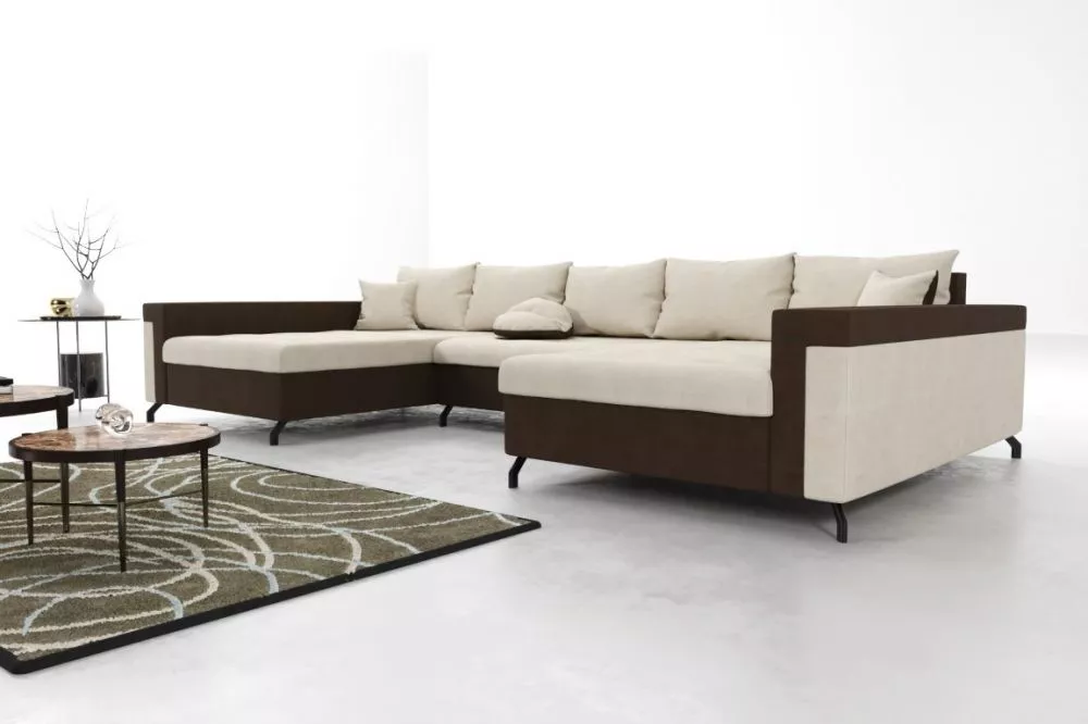 Dīvāns Braga Premium Standard · Krēma + brūns · 142 × 350 × 76 cm