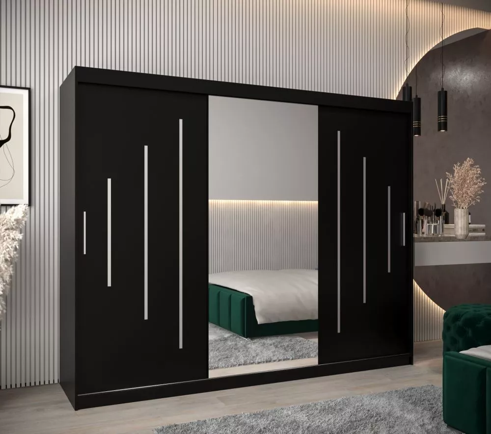 Skapis York 1 · Melns · 250 × 62 × 200 cm