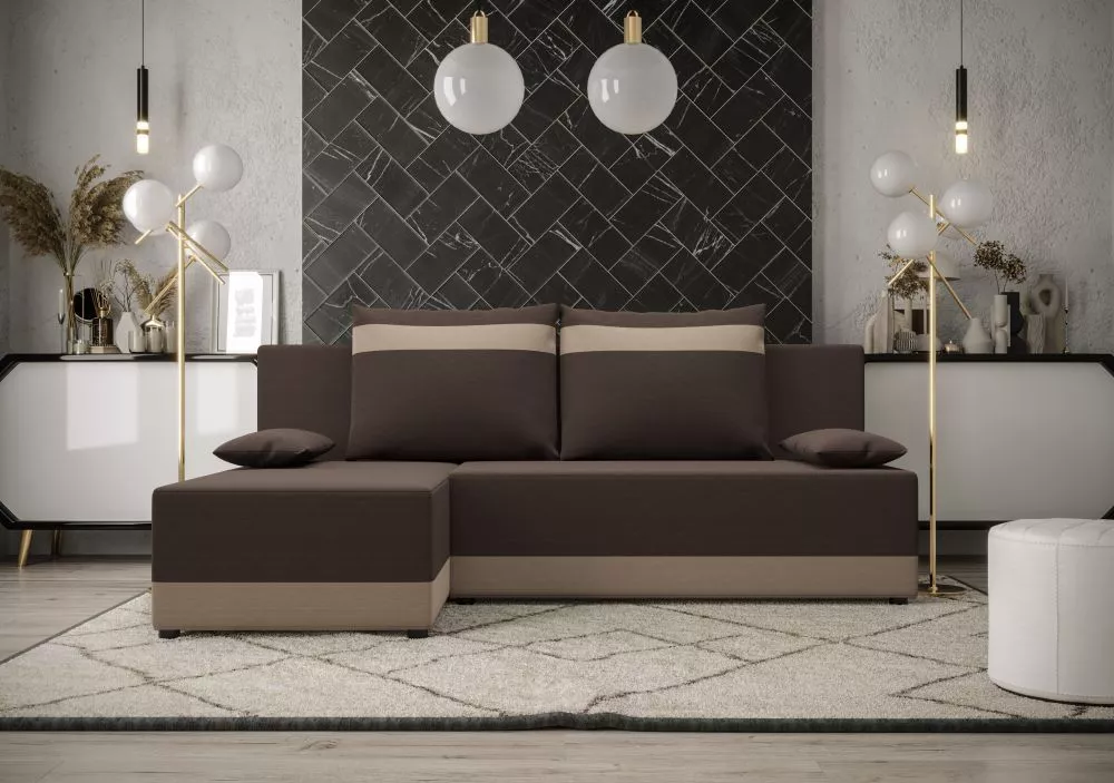 Dīvāns Toledo Corner Standard · Tumši brūns + gaiši brūns · 140 × 200 × 89 cm