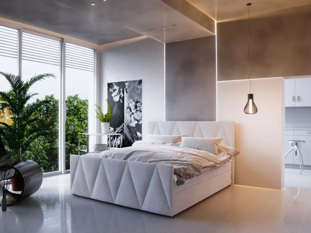 Gulta Milano 3 Boxspring Standard Guļamvietas platums: 140 cm, Guļamvietas garums: 200 cm, · Bēšs · 145 × 216 × 106 cm