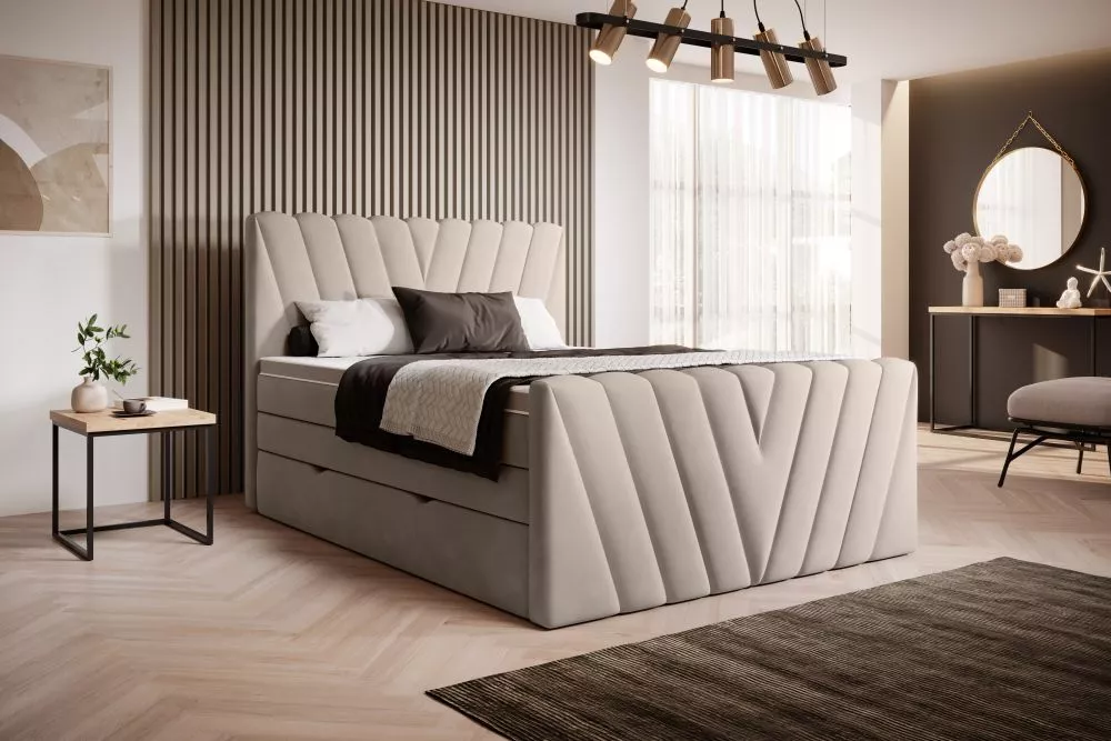 Gulta Candice Boxspring Comfort standard Guļamvietas platums: 140 cm, Guļamvietas garums: 200 cm, · Bēši pelēks · 140 × 