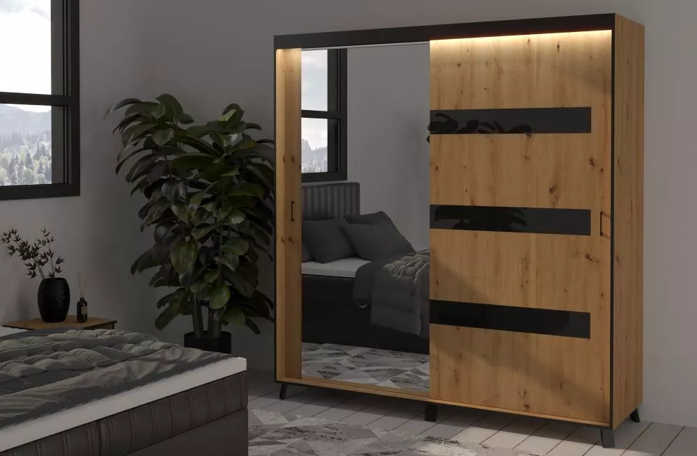 Skapis Tova ar LED · Ozols artisan · 200 × 61 × 215 cm
