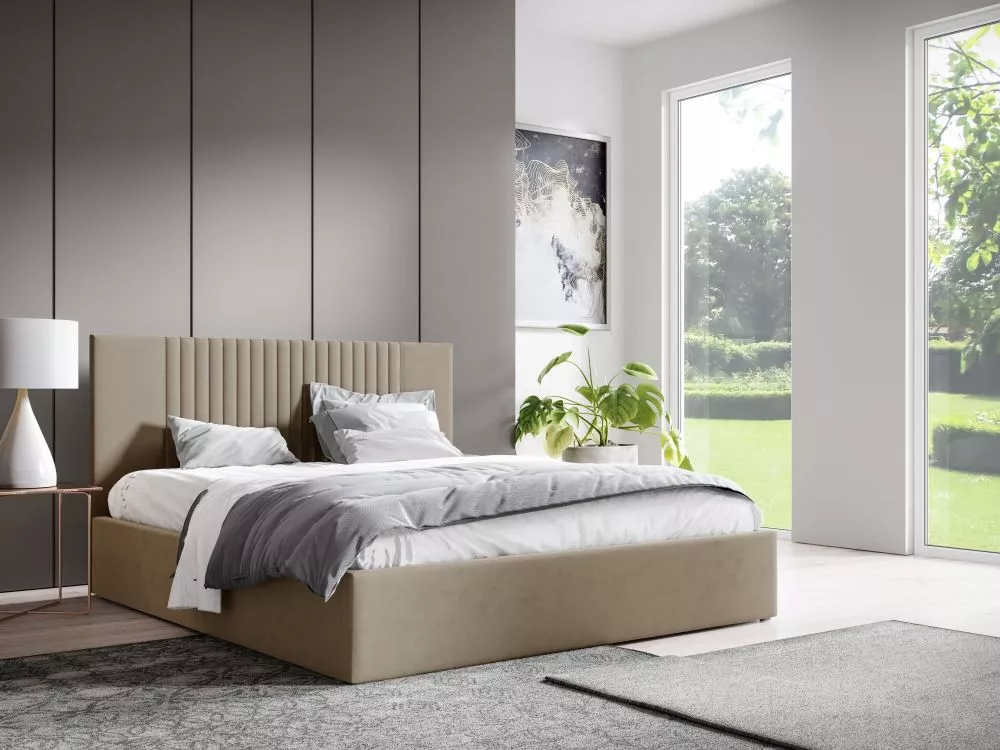 Gulta Lucy 7 ar stelāžu Guļamvietas platums: 160 cm, Guļamvietas garums: 200 cm, · Kapučino · 168 × 210 × 92 cm