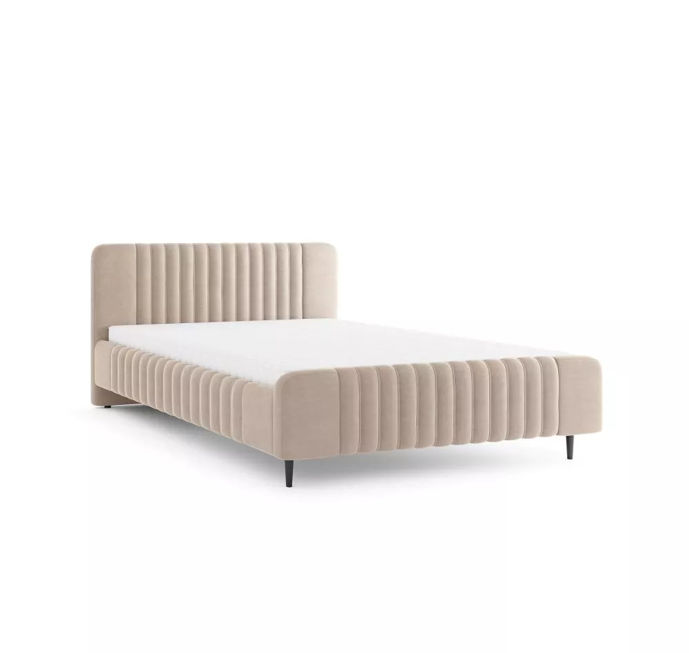 Gulta Aurena AU12 ar stelāžām Guļamvietas platums: 140 cm, Guļamvietas garums: 200 cm, stelāžas tips: koka, · Gaiši bēšs