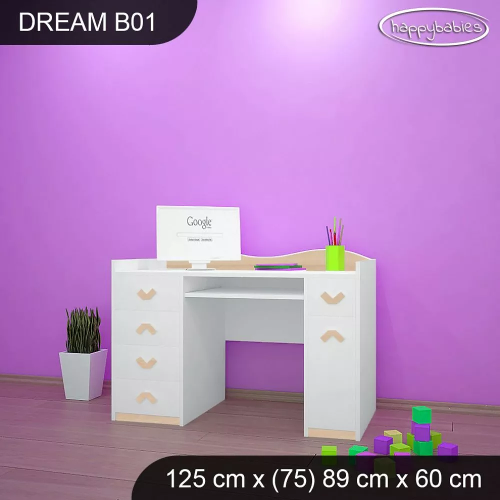 Bērnu rakstāmgalds Dream B01 Maksimālais augstums: 89 cm, · 125 × 75 × 60 cm