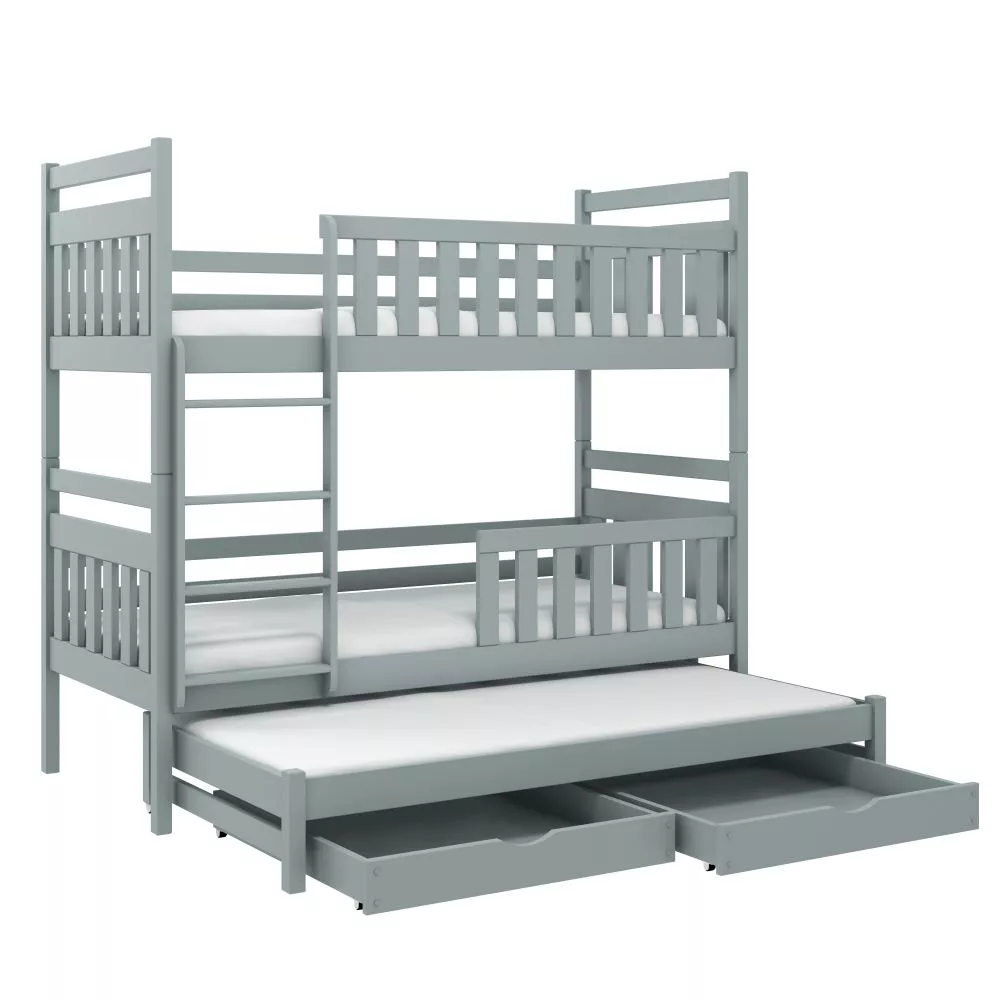 Bērnu gulta Klara ar stelāžām Guļamvietas platums: 80 cm, Guļamvietas garums: 160 cm, · Pelēks · 87 × 168 × 171 cm