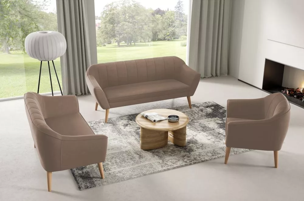 Komplekts Carlos 2S+2S+1S standard · Kapučino · 74 × 140 × 75 cm
