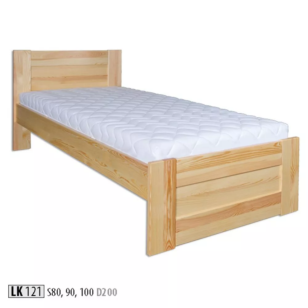 Gulta LK 121 ar stelāžu Kājiņu izmērs: 2.5x14 cm, Guļamvietas platums: 100 cm, Guļamvietas garums: 200 cm, stelāžas tips