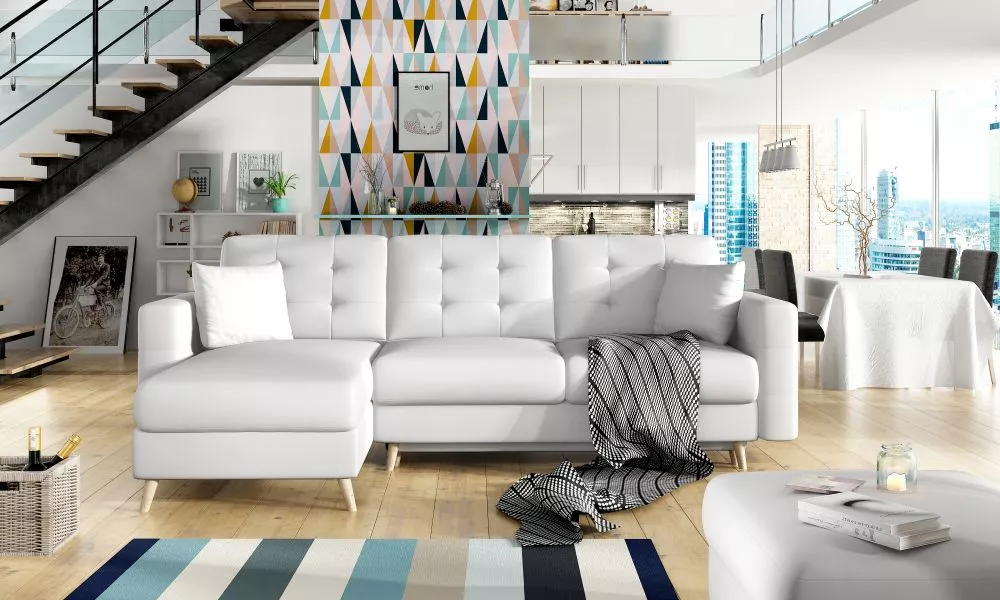 Dīvāns Asgard L Classic standard · Balts · 162 × 250 × 87 cm