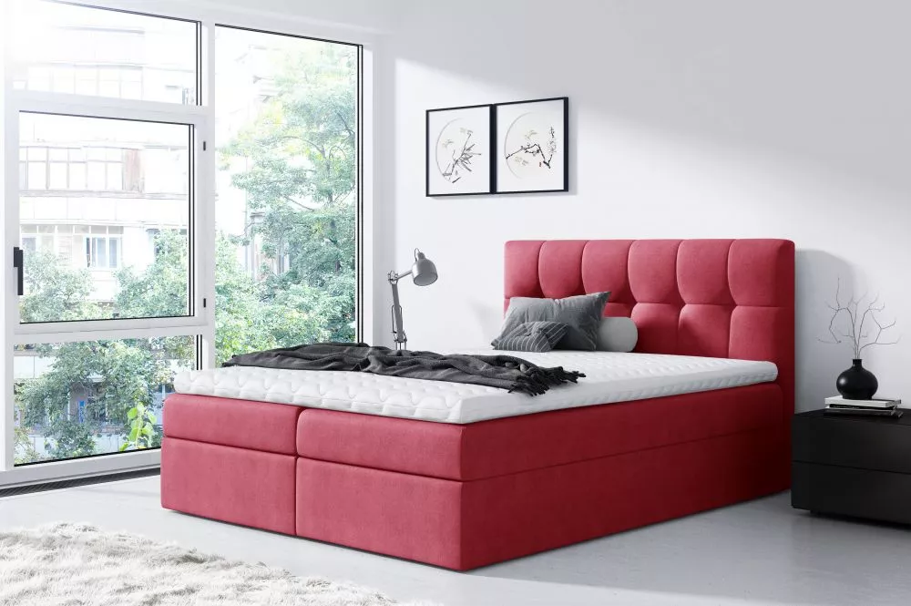 Gulta Rico Boxspring Premium Standard Guļamvietas platums: 140 cm, Guļamvietas garums: 200 cm, · Tumši rozā · 144 × 208 