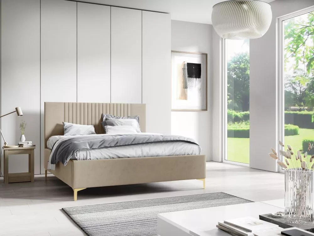 Gulta PK32 ar stelāžu Guļamvietas platums: 120 cm, Guļamvietas garums: 200 cm, stelāžas tips: metāla, · Gaiši bēšs · 128