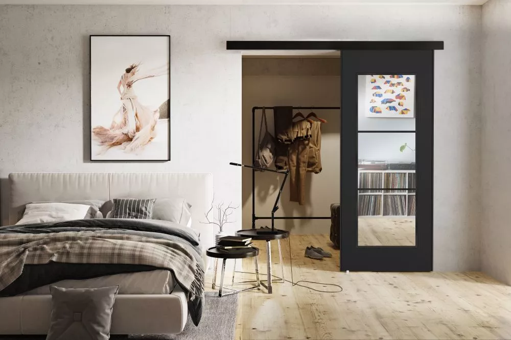 Bīdāmās durvis Tori Mirror · Grafīts · 76 × 205 cm