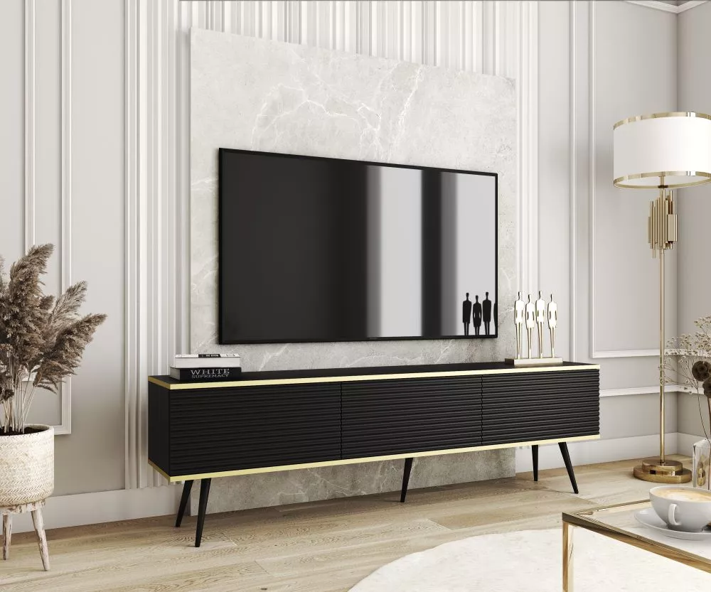 TV tumba Oro MDF Black · Melns · 175 × 32 × 53 cm