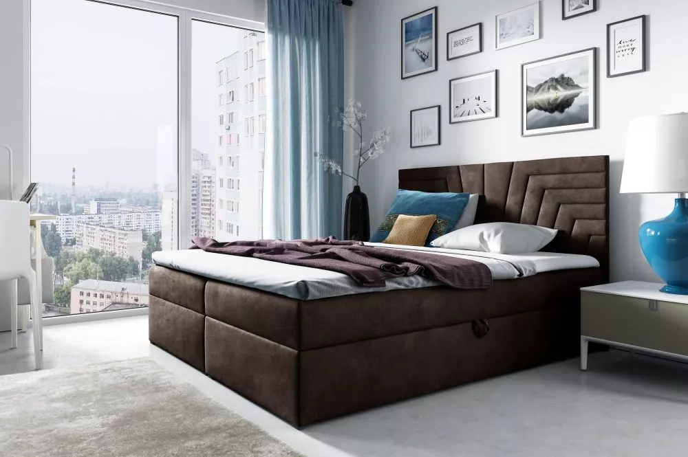 Gulta Box 4 Comfort Boxspring Standard Guļamvietas platums: 160 cm, Guļamvietas garums: 200 cm, · Tumši brūns · 164 × 20