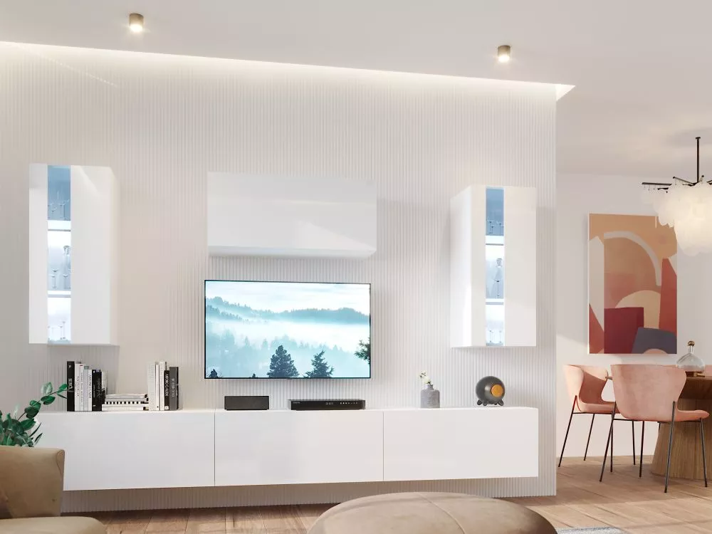 Sekcija Box 66 ar LED · Balts · 282 × 38 cm