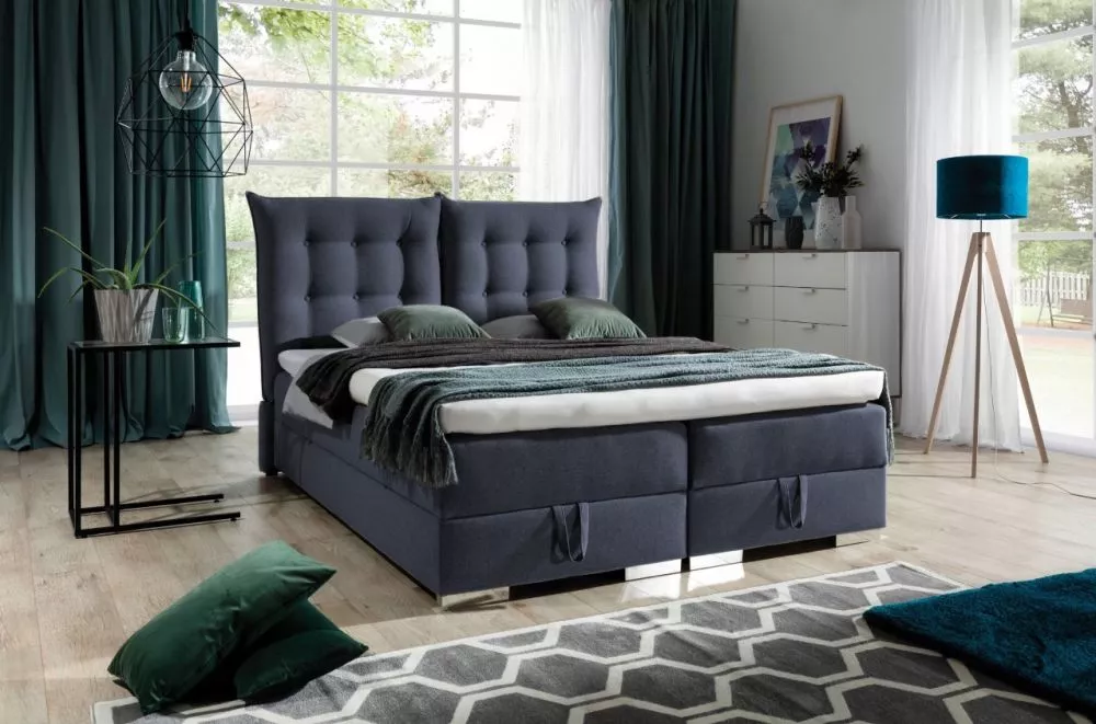 Gulta Kacper 6 Boxspring Standard Guļamvietas platums: 180 cm, Guļamvietas garums: 200 cm, · Grafīts · 200 × 216 × 128 c