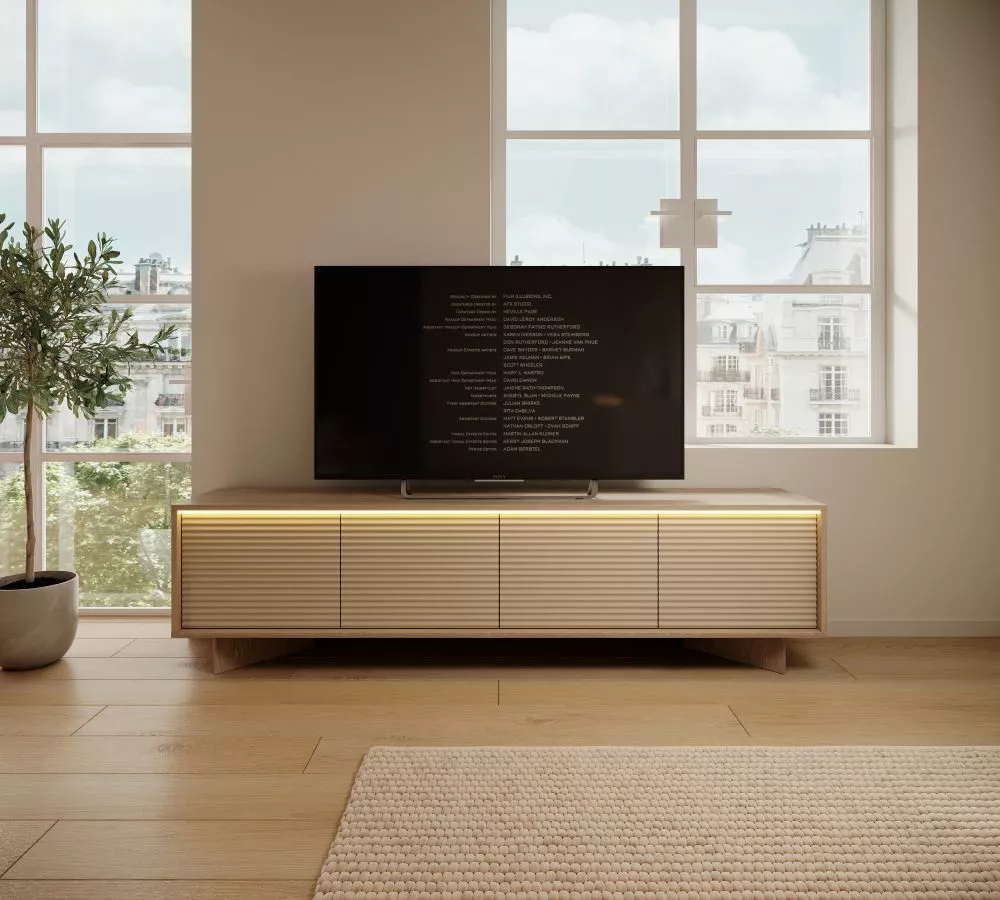 TV tumba Semi E ar LED · 203.9 × 40 × 54.4 cm