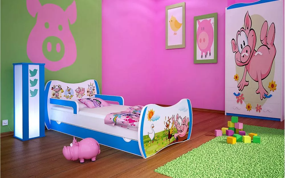 Bērnu gulta Dream L02 140x70 DM21 ar stelāžu Guļamvietas platums: 70 cm, Guļamvietas garums: 140 cm, · 94 × 144 × 71 cm