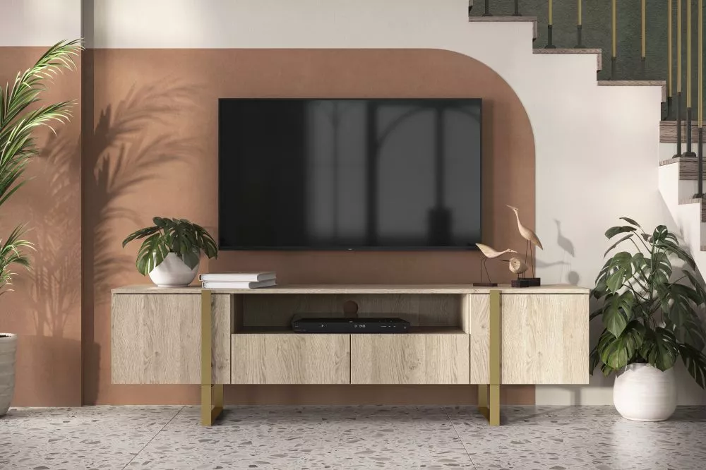 TV tumba Verica RTV 200 2D2SZ Gold · Ozols · 200 × 45 × 57 cm