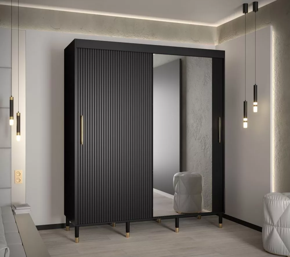 Skapis Calipso Slim 2 · Melns · 180 × 62 × 208 cm