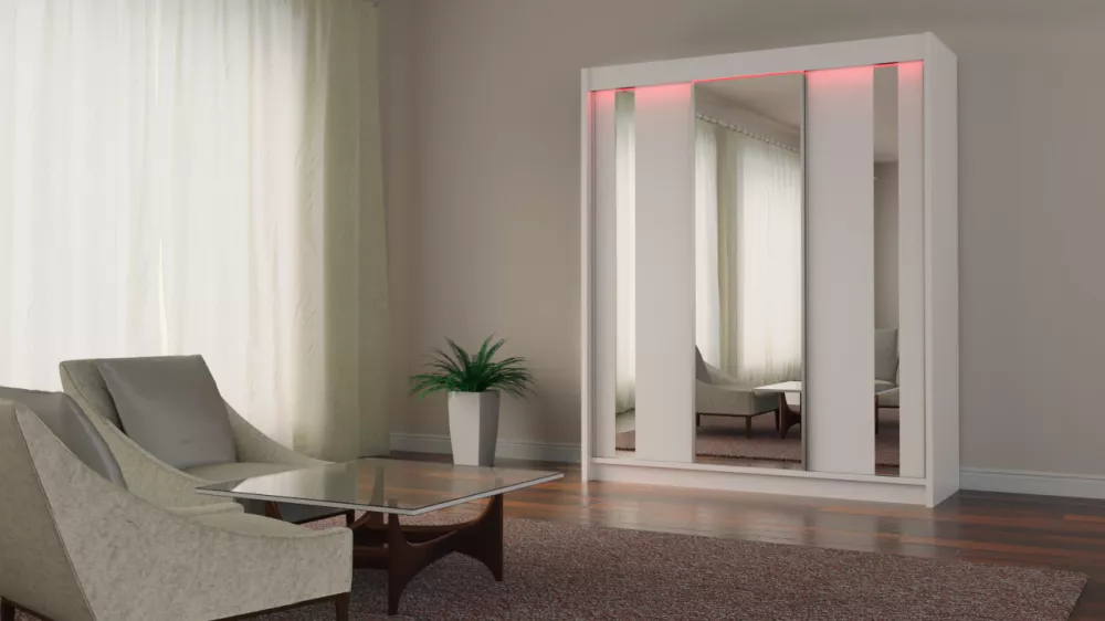 Skapis Gracja ar LED · Balts · 180 × 61 × 216 cm