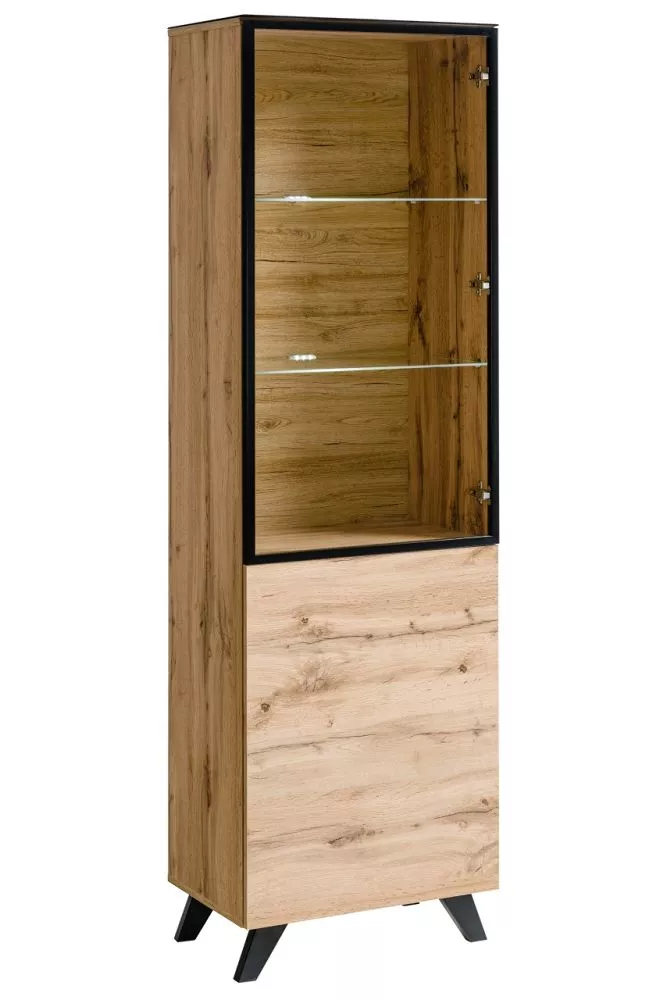 Sekcija Thin 1 · Ozols votāns + melns · 60 × 40 × 197 cm