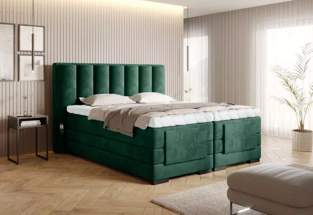 Gulta Veros Electric Boxspring Lux Standard Guļamvietas platums: 180 cm, Guļamvietas garums: 200 cm, · Zaļš · 198 × 217 