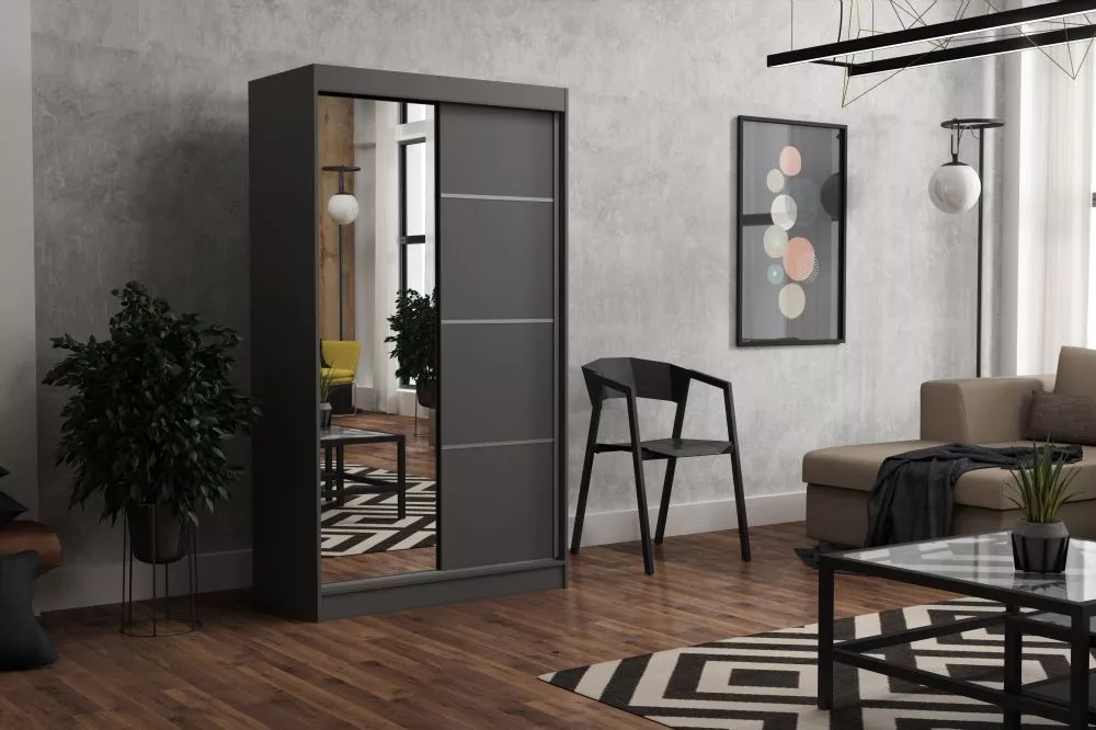 Skapis Tom Mirror · Antracīts · 120 × 60 × 215 cm