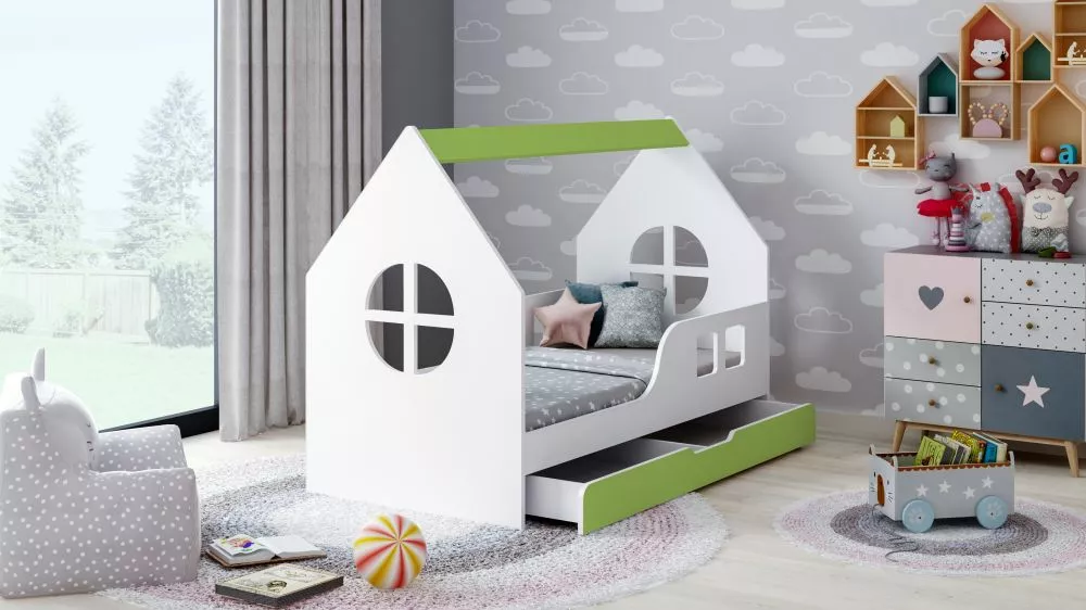 Bērnu gulta House 7 Comfort ar stelāžu Guļamvietas platums: 80 cm, Guļamvietas garums: 160 cm, · 84.5 × 165 × 120 cm