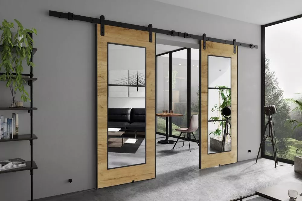 Bīdāmās durvis Poli Duo · Ozols craft zelts · 212 × 205 cm