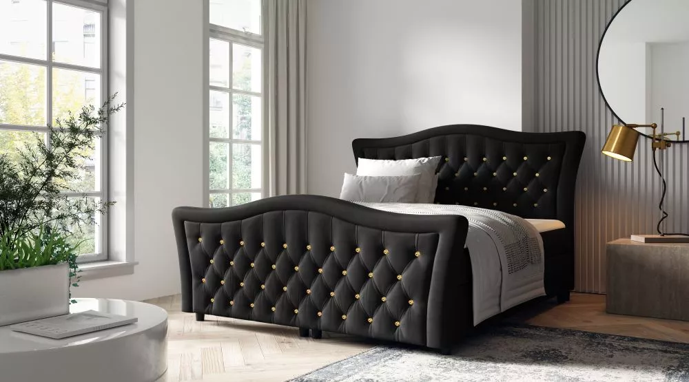 Gulta Gracia Boxspring Standard Guļamvietas platums: 160 cm, Guļamvietas garums: 200 cm, · Melns · 170 × 218 × 130 cm