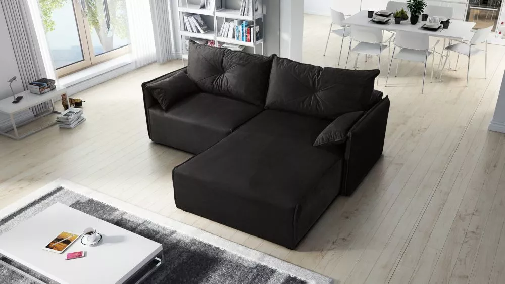 Dīvāns Leon 1 Standard · Melns · 179 × 220 × 85 cm