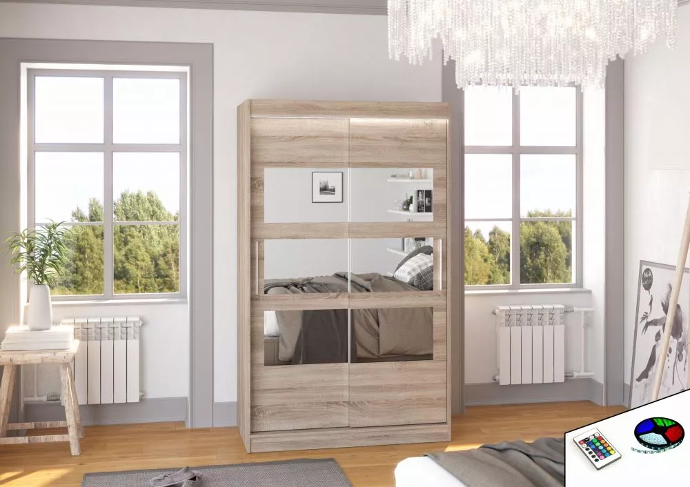 Skapis Kolorado ar LED · Trifele · 120 × 58 × 200 cm