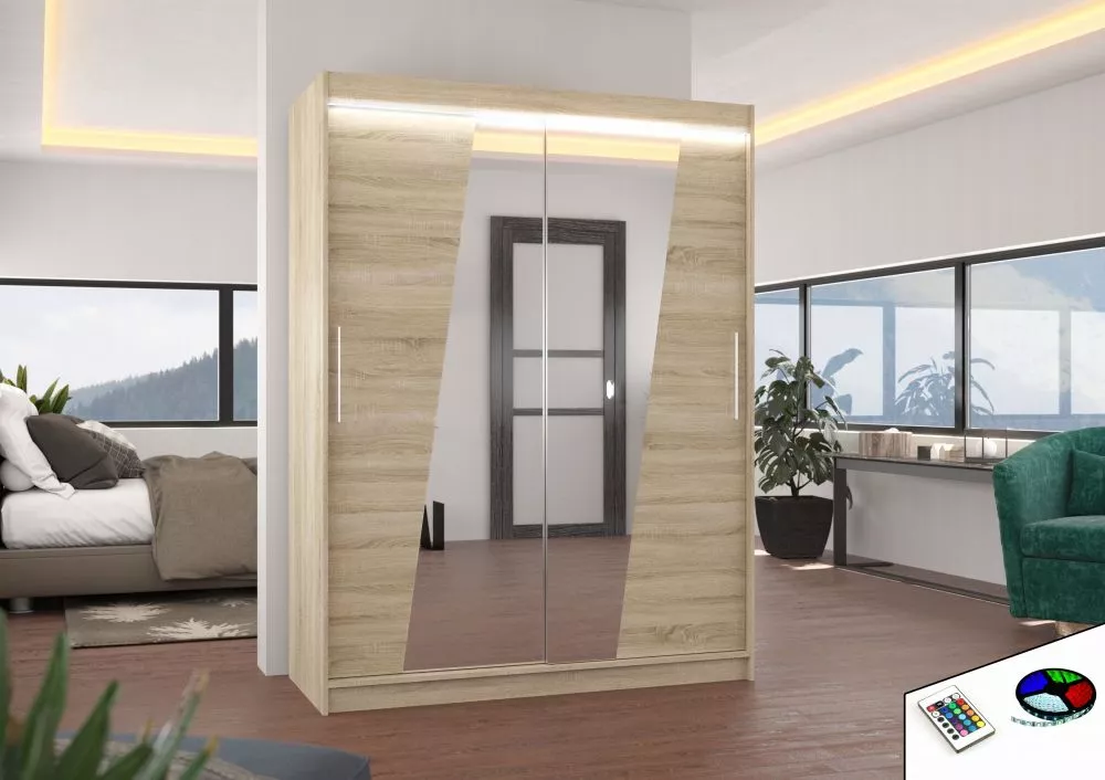 Skapis Bolton ar LED · Sonoma · 150 × 58 × 200 cm