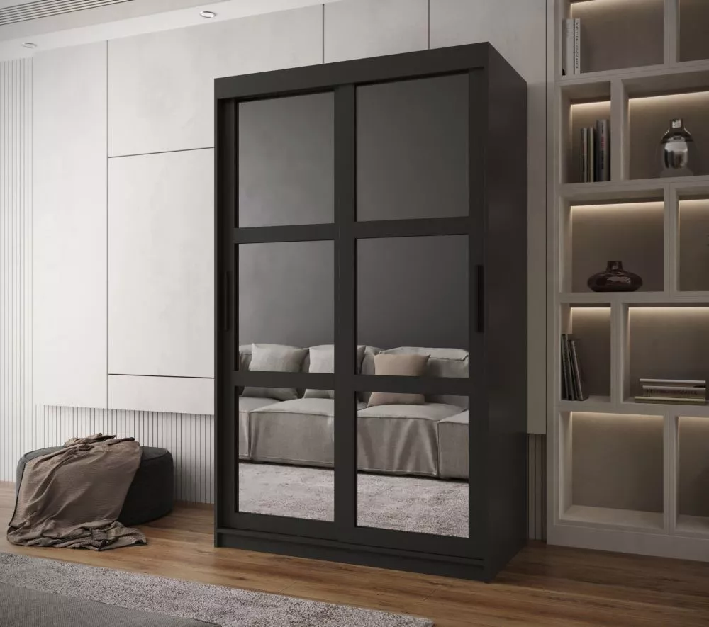 Skapis Miror · Melns · 120 × 62 × 200 cm