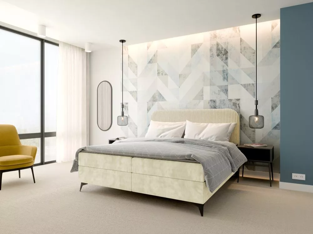 Gulta Mitto Boxspring Standard Guļamvietas platums: 160 cm, Guļamvietas garums: 200 cm, · Krēms · 160 × 208 × 122 cm