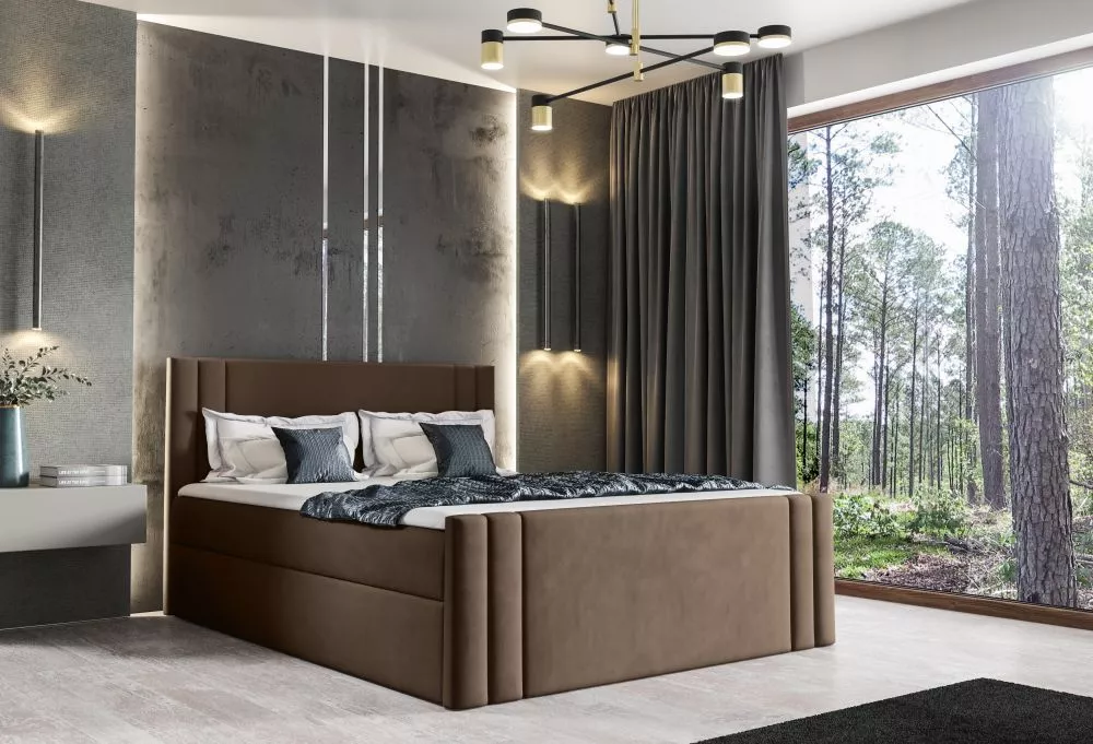 Gulta Carmen Boxspring Standard Guļamvietas platums: 160 cm, Guļamvietas garums: 200 cm, · Brūns · 164 × 213 × 103 cm
