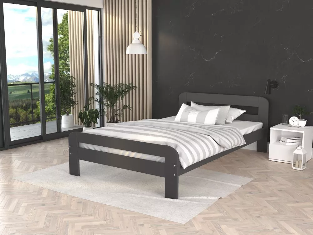 Gulta Dallas MDF ar stelāžu Guļamvietas platums: 120 cm, Guļamvietas garums: 200 cm, stelāžas tips: koka, · Pelēks · 128