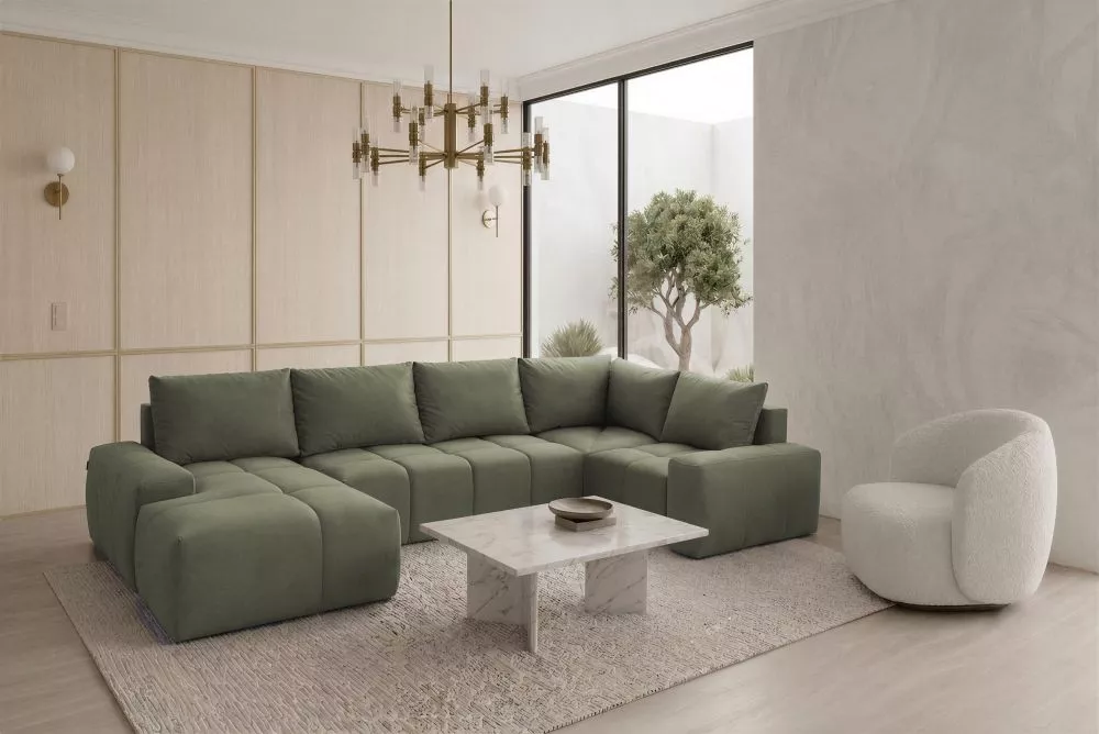 Dīvāns Marcelo 4 Standard · Zaļi pelēks · 185 × 324 × 83 cm