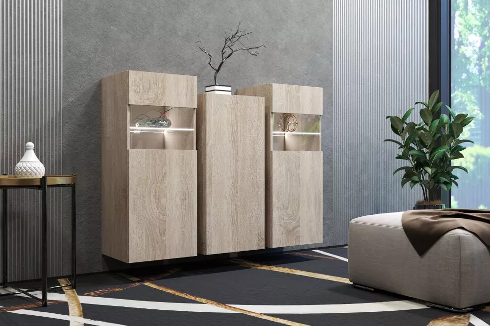 Kumode Torrox ar LED · Ozols sonoma · 121 × 35 × 91 cm